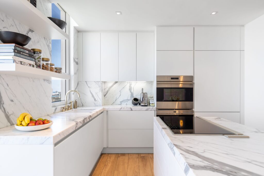 Kitchen counter with wooden flooring